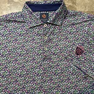 Donald Ross Sport Polo Shirt Mens Medium Floral Hawaiian Short Sleeve RMGC